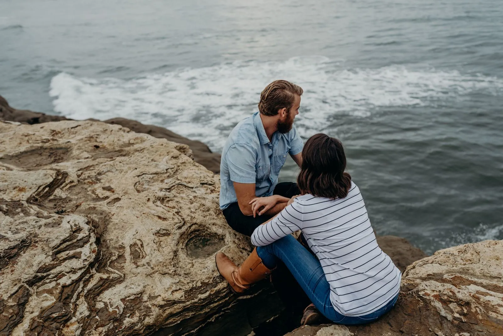 Couple looking at ocean